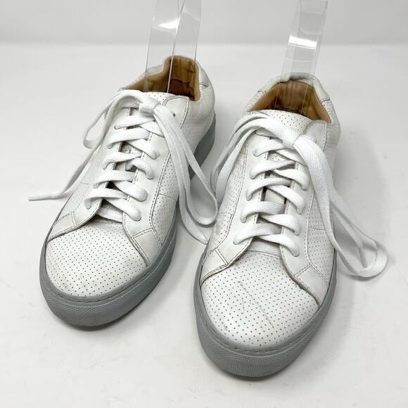 Greats Womens Brooklyn White Leather Lace Up Sneakers SZ 7.5 Gray Outsole - Picture 2 of 12